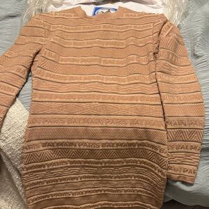 Balmain Beige Patterned Long Sleeve Dress